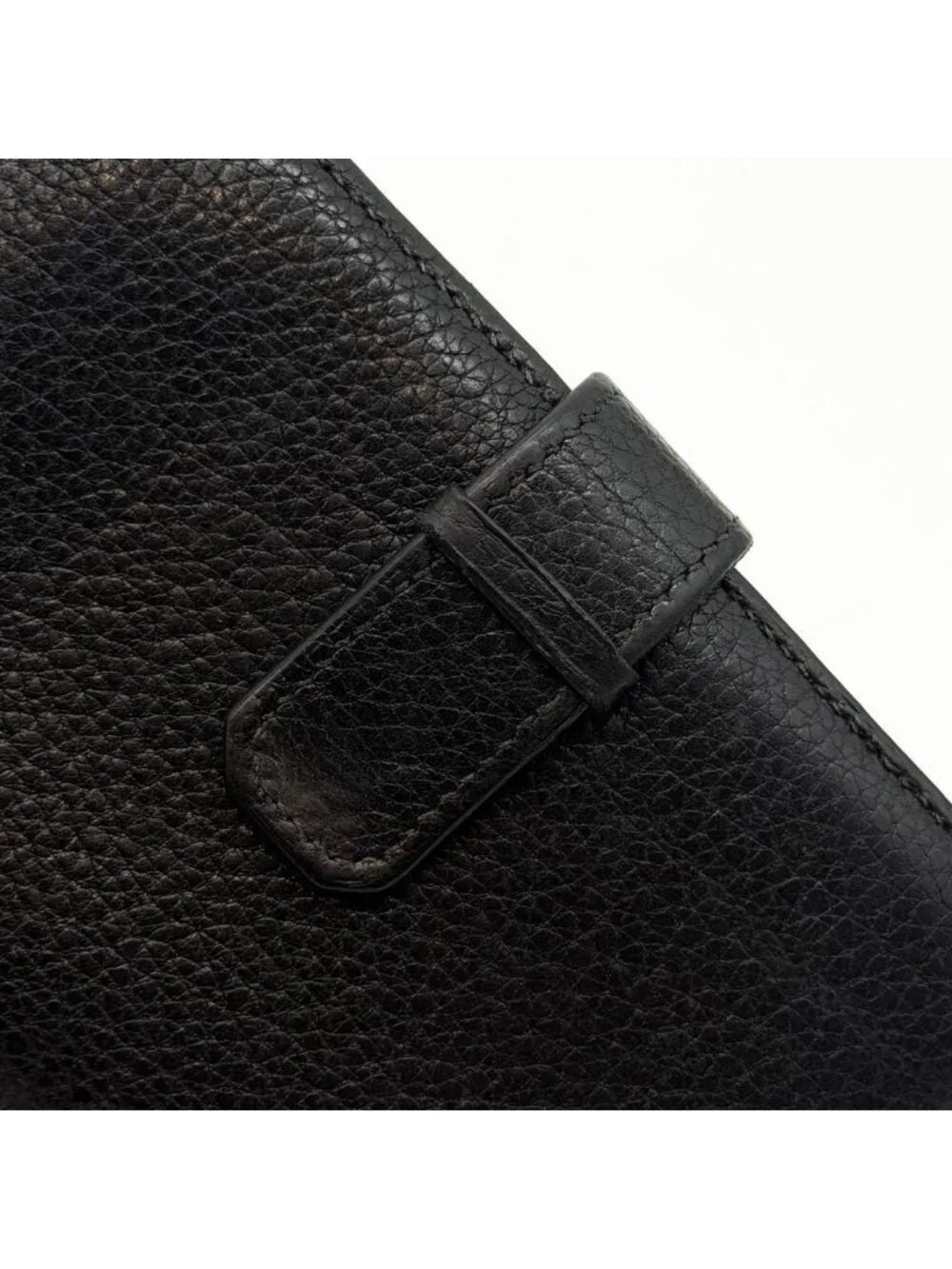 Hermes Jura Togo Bearn Black Leather Compact Bifold Wallet